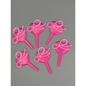 Six Vintage Pink Valentine Heart Cupcake Pics Decor